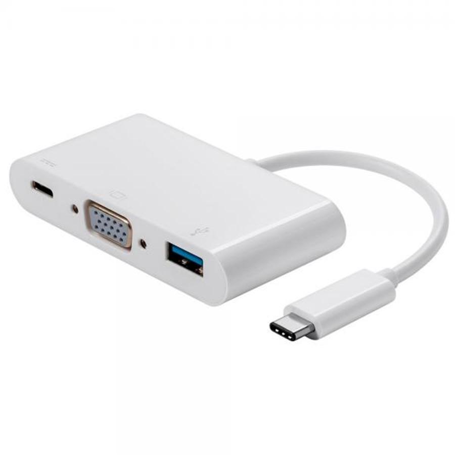TechCraft AU3C-VGAMULTI Adaptateur Multiport USB 3.0 type C vers VGA, Blanc - Simple Boutique