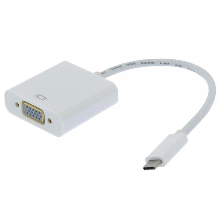 TechCraft AUSB3C-VGAF Adapteur USB 3.1 Type-C à VGA Femelle, Blanc