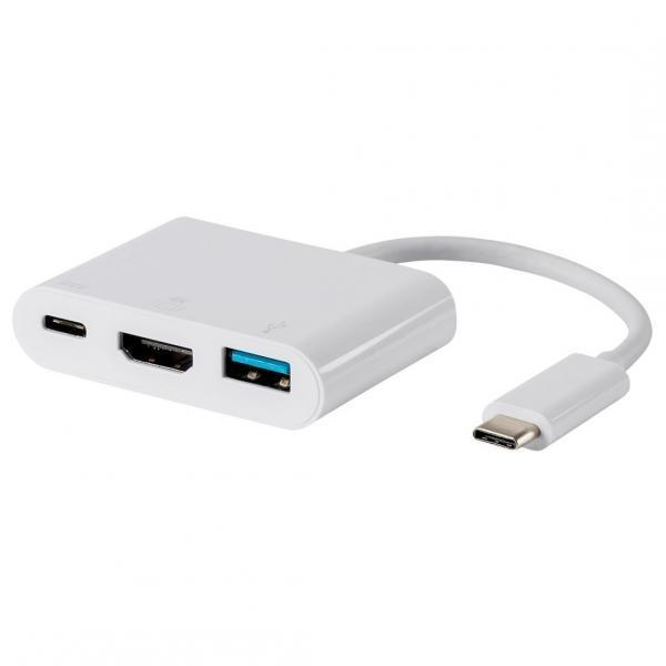 TechCraft Adaptateur USB 3.1 Type-C  à USB / HDMI / USB-C Blanc