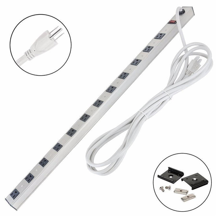 TechCraft Barre d'alimentation Multiprises 12 Prises avec Disjoncteur 15A Corde 4 pi 14AWG - Simple Boutique
