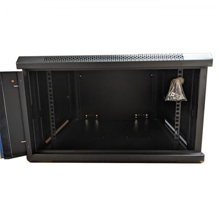 TechCraft - Cabinet Réseau Murale Fixe 6U, Porte en Verre Trempé avec Serrure, Noir - Simple Boutique