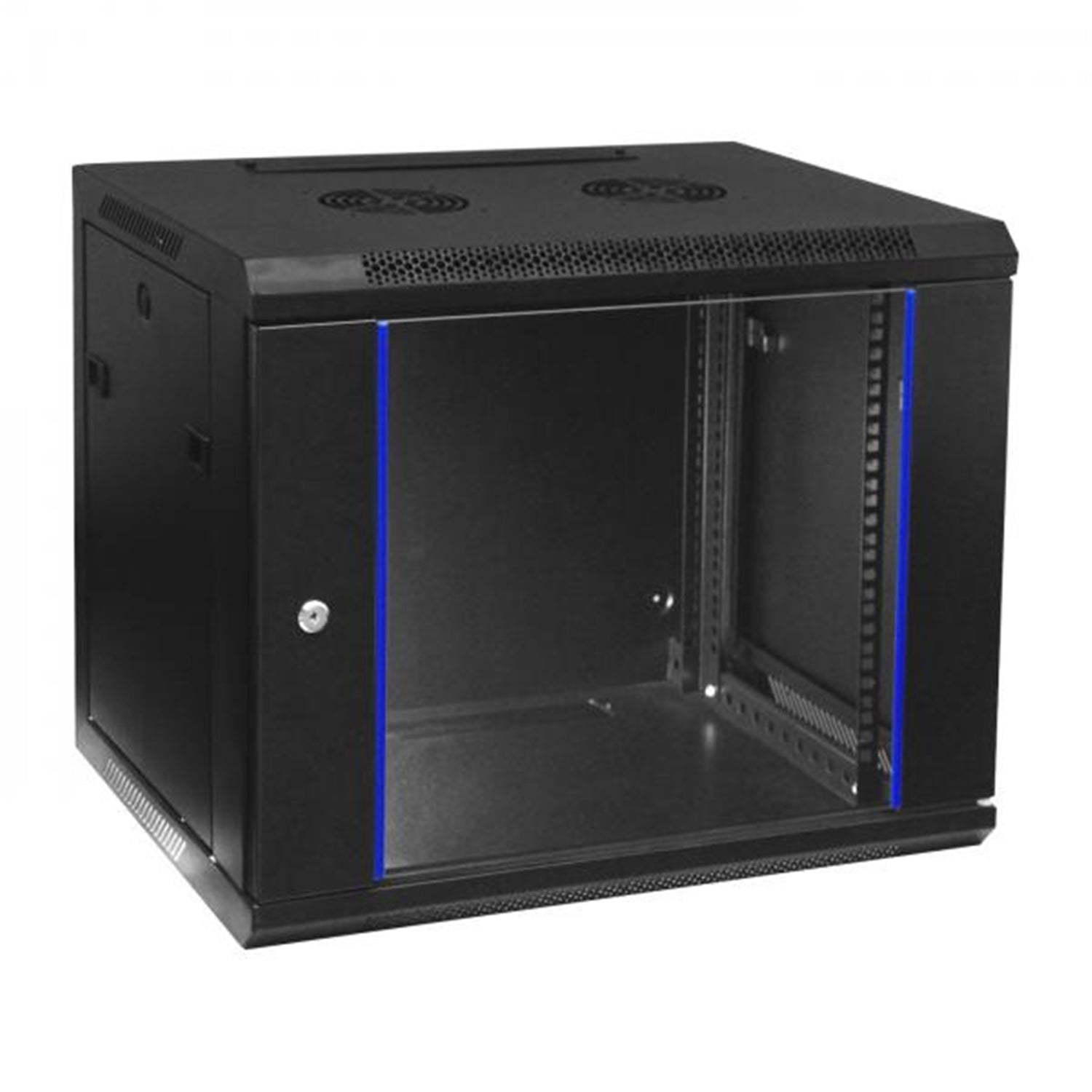TechCraft - Cabinet Réseau Murale Fixe 6U, Porte en Verre Trempé avec Serrure, Noir - Simple Boutique