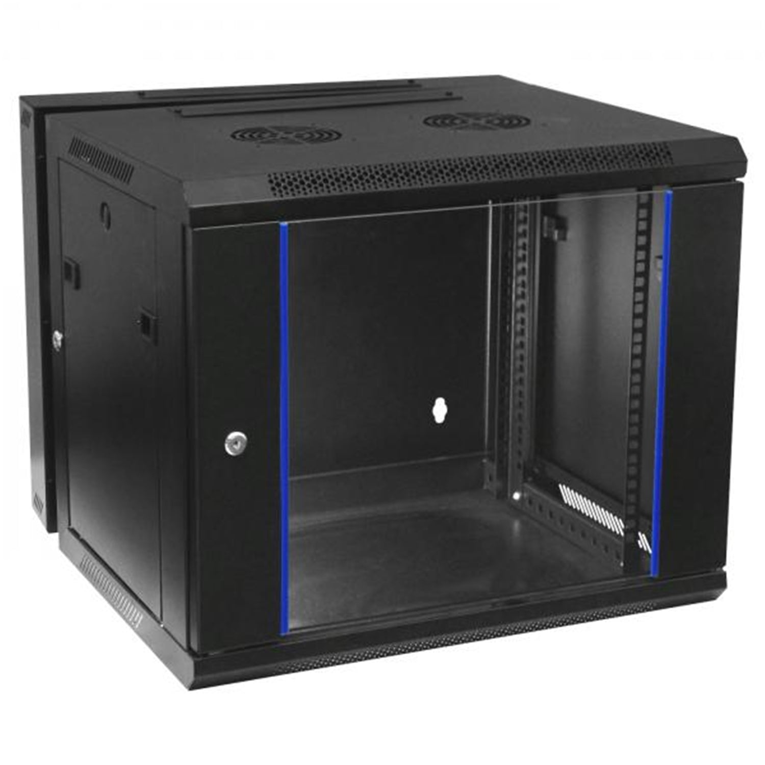 TechCraft - Cabinet Réseaux Murale 6U à Double Charnière, Conception Pivotante, Porte en Plexiglass avec Serrure, Noir - Simple Boutique