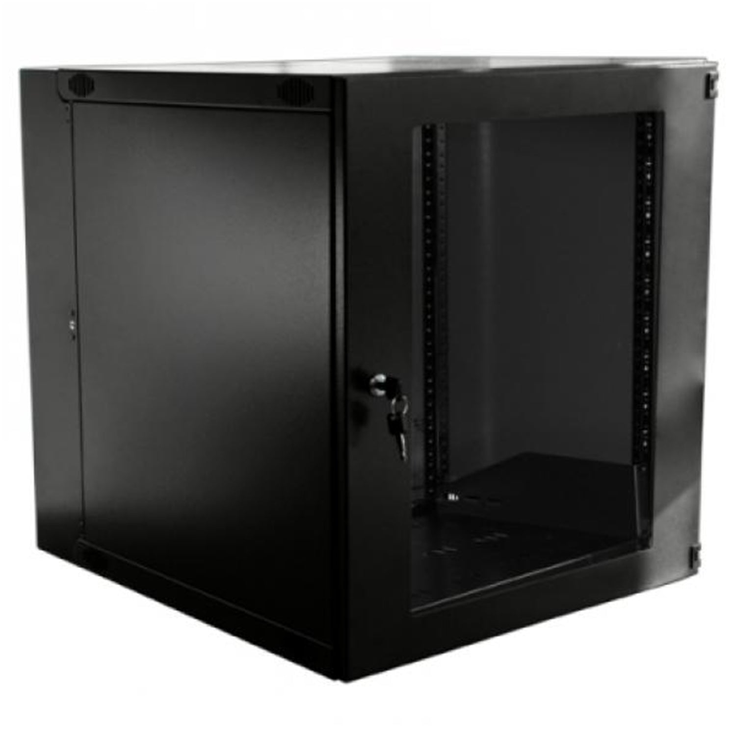 TechCraft - Cabinet Réseaux Murale 9U à Double Charnière, Conception Pivotante, Porte en Plexiglass avec Serrure, Noir - Simple Boutique