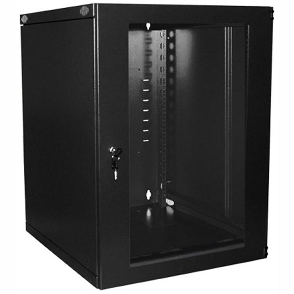 TechCraft - Cabinet Réseaux Murale Fixe 12U, Porte en Plexiglass avec Serrure, Noir