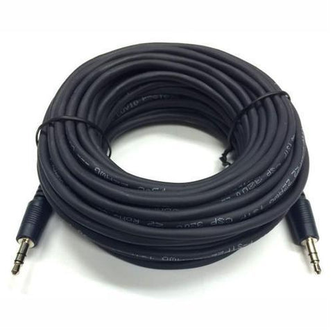 TechCraft Câble Audio 3.5Mm Mâle/Mâle De Plenum CMP 22AWG Haute-Qualité Noir 50 Pieds