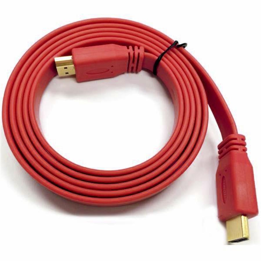 TechCraft Câble HDMI Plat V1.4 Compatible 3D Et Ethernet 1080P 5 Pieds Rouge