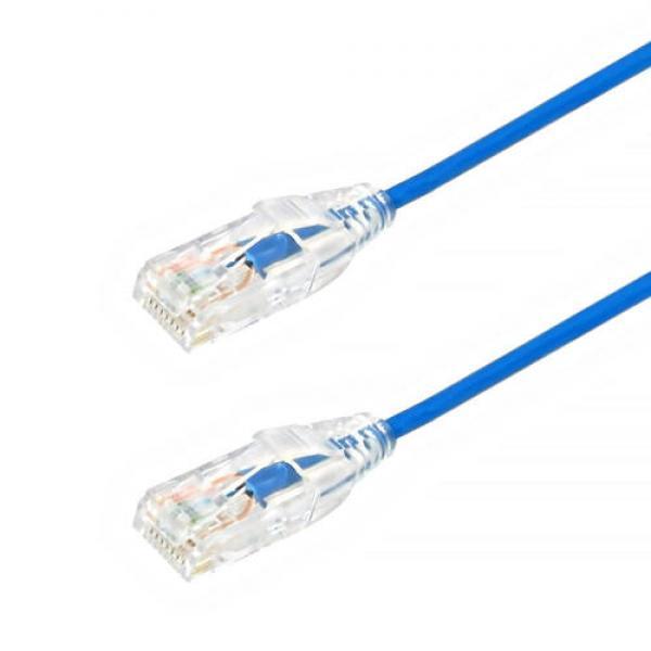TechCraft Câble Réseau Ethernet CAT6a (10 Gbit/s) UTP Ultra Mince de 1 pied Bleu