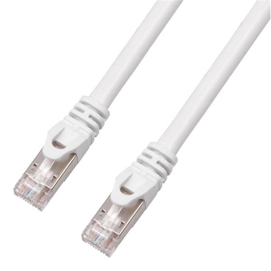 TechCraft - Câble Réseau FTP avec Connecteurs Métalliques CAT8, Blindé, Longeur de 1 Pieds, Blanc