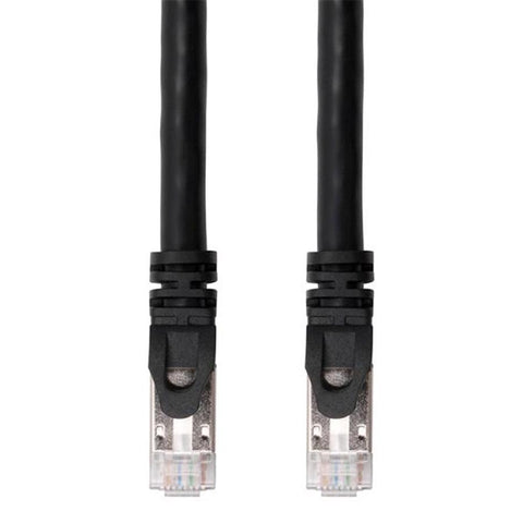 TechCraft - Câble Réseau FTP avec Connecteurs Métalliques CAT8, Blindé, Longeur de 15 Pieds, Noir