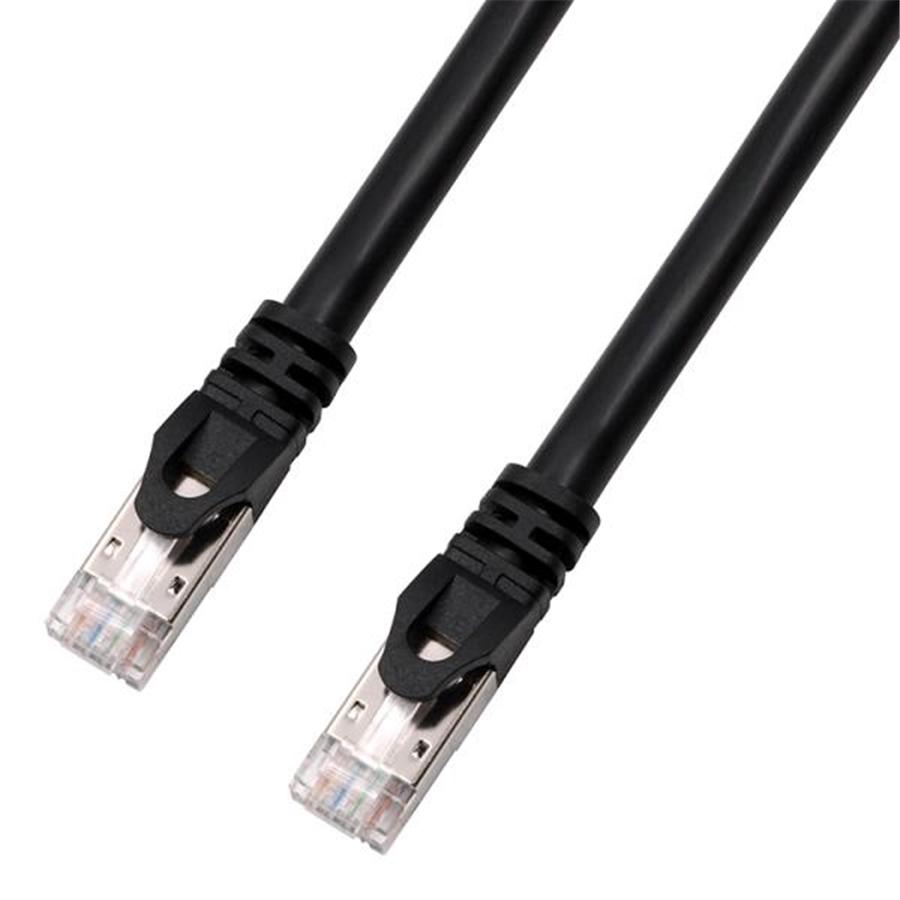TechCraft - Câble Réseau FTP avec Connecteurs Métalliques CAT8, Blindé, Longeur de 2 Pieds, Noir - Simple Boutique