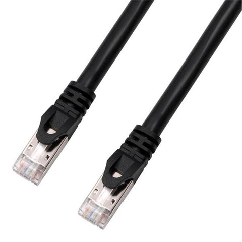TechCraft - Câble Réseau FTP avec Connecteurs Métalliques CAT8, Blindé, Longeur de 2 Pieds, Noir