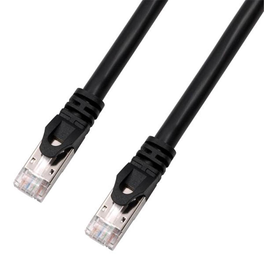 TechCraft - Câble Réseau FTP avec Connecteurs Métalliques CAT8, Blindé, Longeur de 25 Pieds, Noir