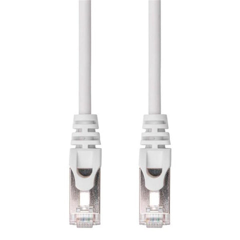 TechCraft - Câble Réseau FTP avec Connecteurs Métalliques CAT8, Ultra-Mince, Blindé, Longeur de 0.5 Pieds, Blanc