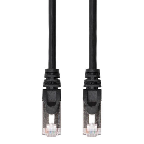 TechCraft - Câble Réseau FTP avec Connecteurs Métalliques CAT8, Ultra-Mince, Blindé, Longeur de 0.5 Pieds, Noir