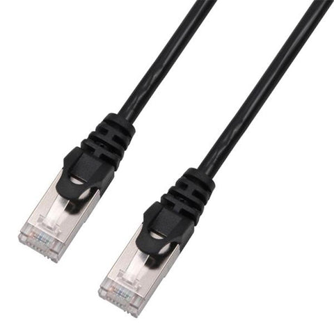 TechCraft - Câble Réseau FTP avec Connecteurs Métalliques CAT8, Ultra-Mince, Blindé, Longeur de 0.5 Pieds, Noir