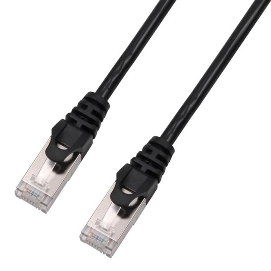 TechCraft - Câble Réseau FTP avec Connecteurs Métalliques CAT8, Ultra-Mince, Blindé, Longeur de 1 Pieds, Noir