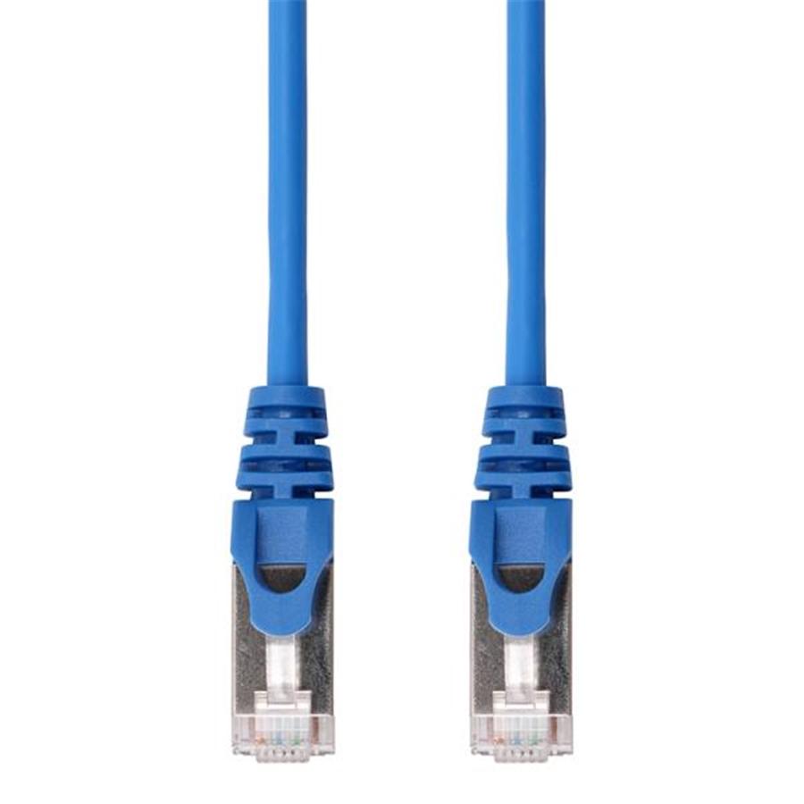 TechCraft - Câble Réseau FTP avec Connecteurs Métalliques CAT8, Ultra-Mince, Blindé, Longeur de 7 Pieds, Bleu - Simple Boutique