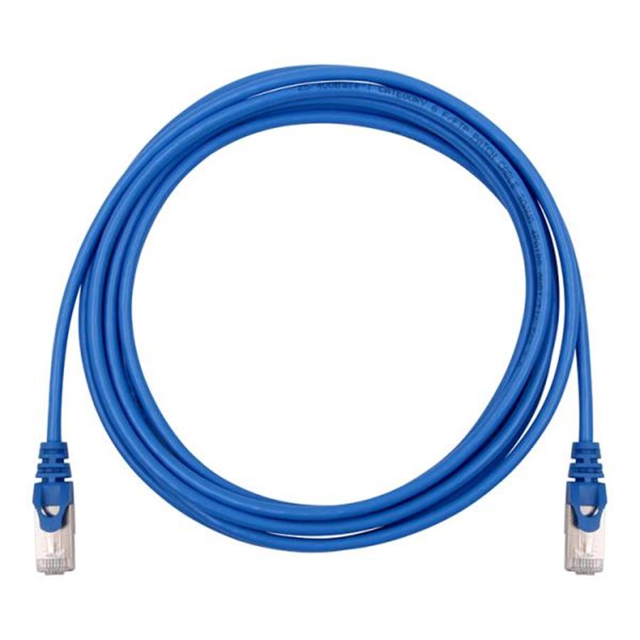 TechCraft - Câble Réseau FTP avec Connecteurs Métalliques CAT8, Ultra-Mince, Blindé, Longeur de 7 Pieds, Bleu - Simple Boutique