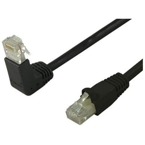 TechCraft Câble ethernet réseau Cat5e RJ-45  UTP 350MHz avec Angle Bas à Droit, 100 pi Noir