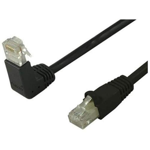 TechCraft Câble ethernet réseau Cat5e RJ-45  UTP 350MHz avec Angle Bas à Droit, 12 pi Noir