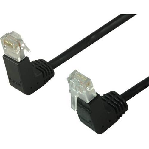 TechCraft Câble ethernet réseau Cat5e RJ-45 UTP 350MHz avec Angle Bas à Haut, 1 pi Noir