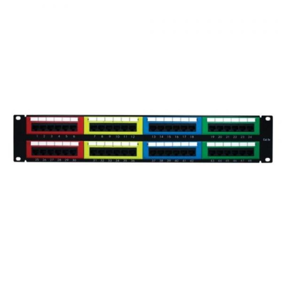 TechCraft Panneau de brassage CAT5 à 48 ports (1U), T568A ou T568B, Jacks colorés - Simple Boutique