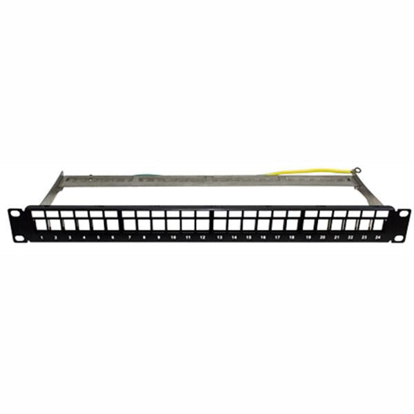 TechCraft Patch Panel blindé vide pour connecteurs keystone 24 ports noir 19" 1U avec Rail Arrière - Simple Boutique