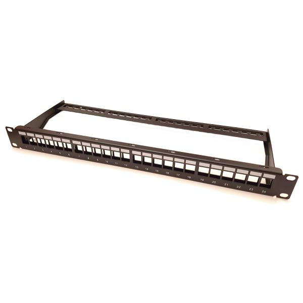 TechCraft Patch Panel vide pour connecteurs Keystone 24 ports noir 19" 1U avec Rail Arrière - Simple Boutique