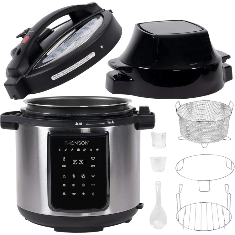 Thomson - Autocuiseur et Friteuse à Air 9-en1, Capacité de 6 Litres, Acier Inoxydable - Simple Boutique