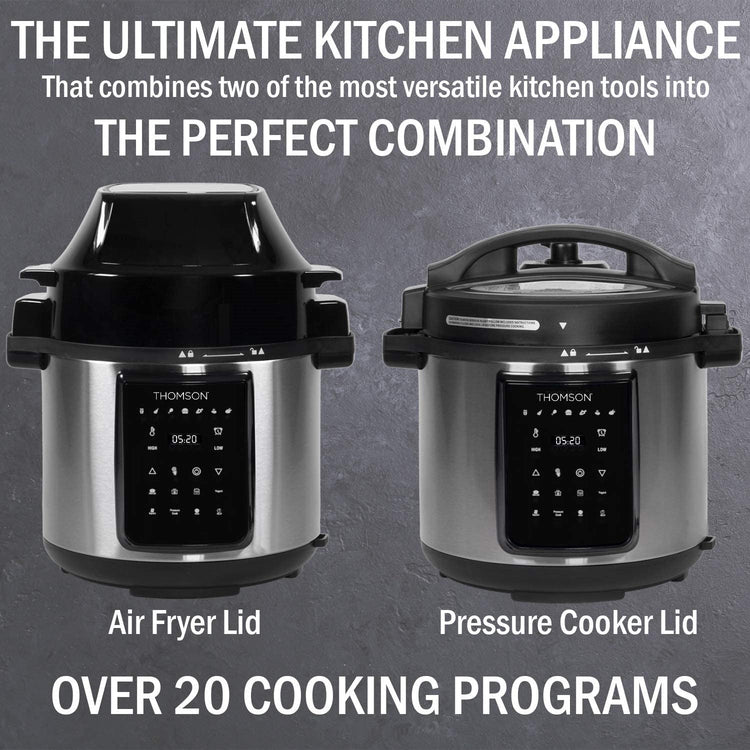 Thomson - Autocuiseur et Friteuse à Air 9-en1, Capacité de 6 Litres, Acier Inoxydable - Simple Boutique