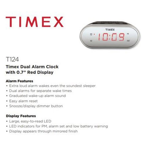 Timex - Radio-Réveil avec Affichage LED et Finition Miroir, Noir
