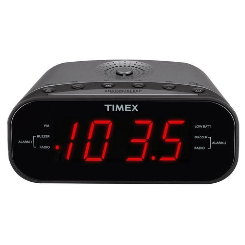 Timex T231GRYC - Radio-Réveil à Deux Alarmes avec Entrée Auxiliaire et Écran LED Jumbo, Noir