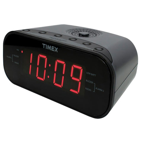 Timex T231GRYC - Radio-Réveil à Deux Alarmes avec Entrée Auxiliaire et Écran LED Jumbo, Noir