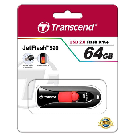 Transcend Clé USB 2.0 JETFLASH 590 Noir capacité de 64 GB