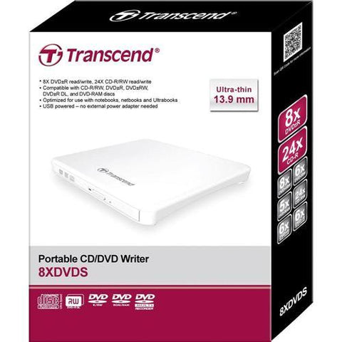 Transcend Graveur DVD-RW Externe 8X Portable Ultra-Fin USB Blanc