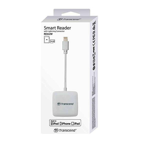 Transcend TS-RDA2W Lecteurs de Carte SD/Micro SD Pour IPhone et IPad, Lightning, Blanc
