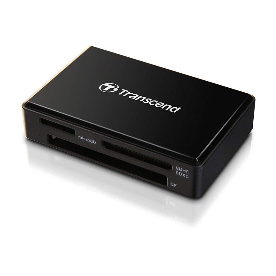 Transcend TS-RDF8K2 Lecteur de Cartes Multiples,  Ports pour Cartes CompactFlash, SD et microSD, USB 3.1, Type-C, Noir