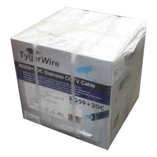 Tygerwire Câble Siamois FT4-CMR-CSA-UL Listed RG59 95% Braided + 18AWG 2 Conducteurs Cuivre 500' Noir - Simple Boutique