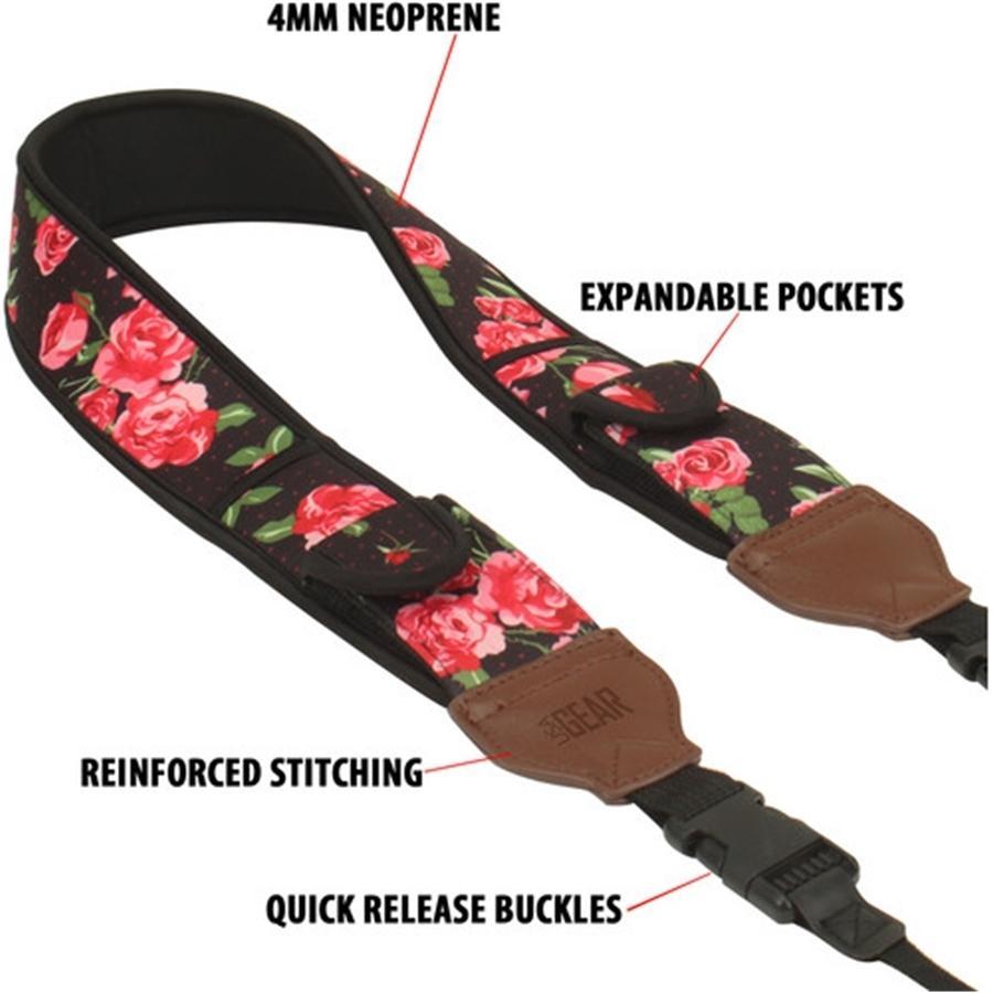 USA GEAR GRCMMS0100FLEW Sangle pour Caméra avec Coussin de Néoprène Antidérapant Ajustable Floral - Simple Boutique