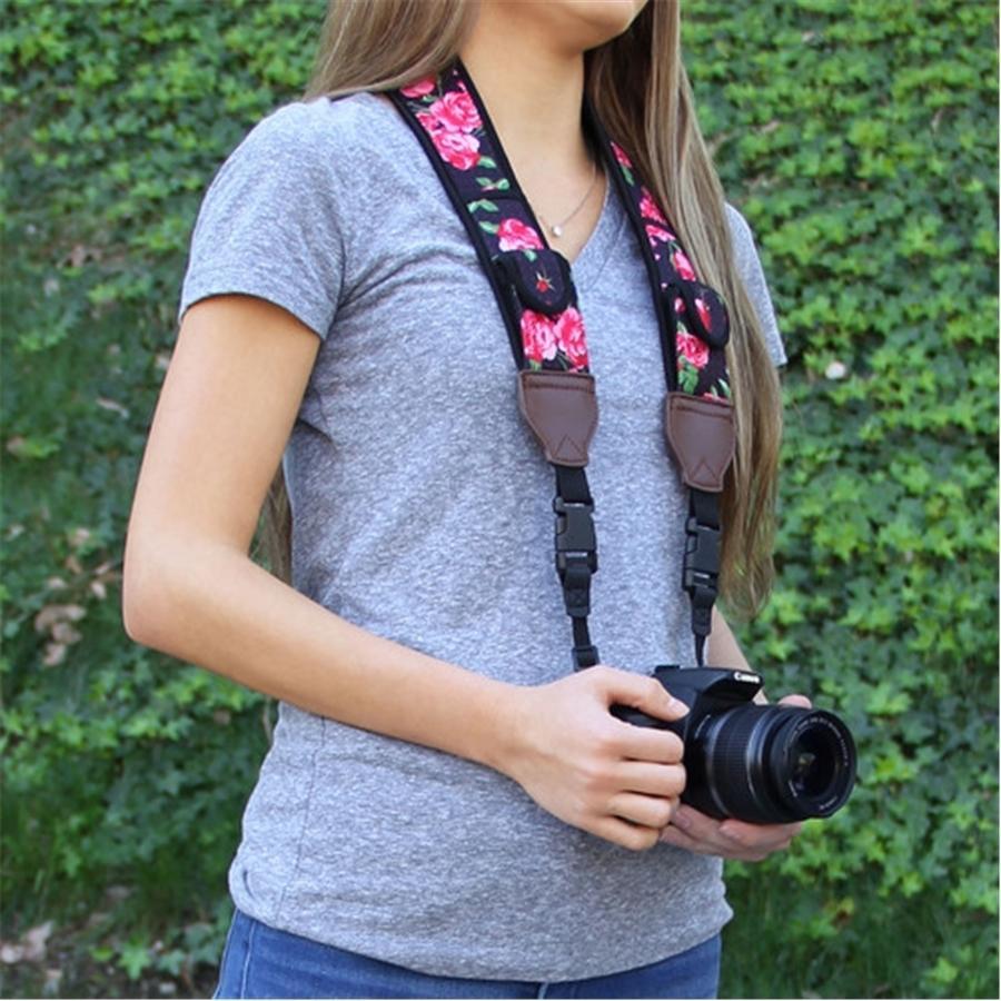 USA GEAR GRCMMS0100FLEW Sangle pour Caméra avec Coussin de Néoprène Antidérapant Ajustable Floral - Simple Boutique