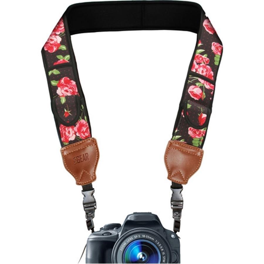 USA GEAR GRCMMS0100FLEW Sangle pour Caméra avec Coussin de Néoprène Antidérapant Ajustable Floral