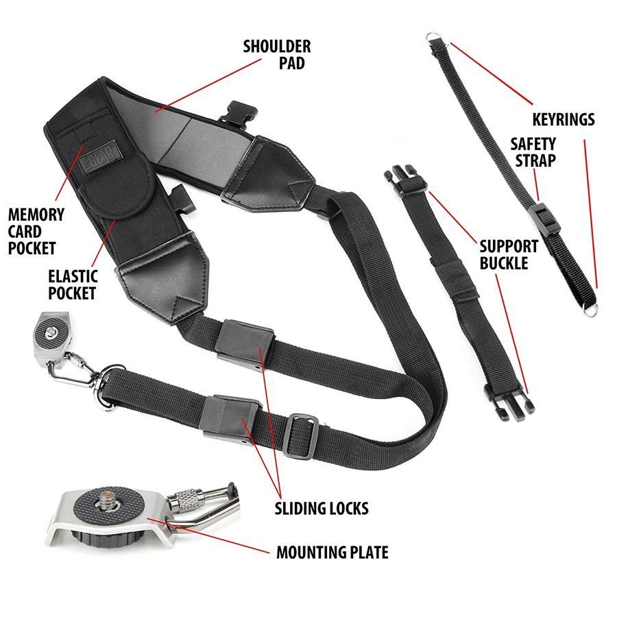 USA GEAR GRCMSS0100BKUS Bandoulière pour Appareil Photo DSLR avec Élévant et Néoprène Rembourré Noir - Simple Boutique