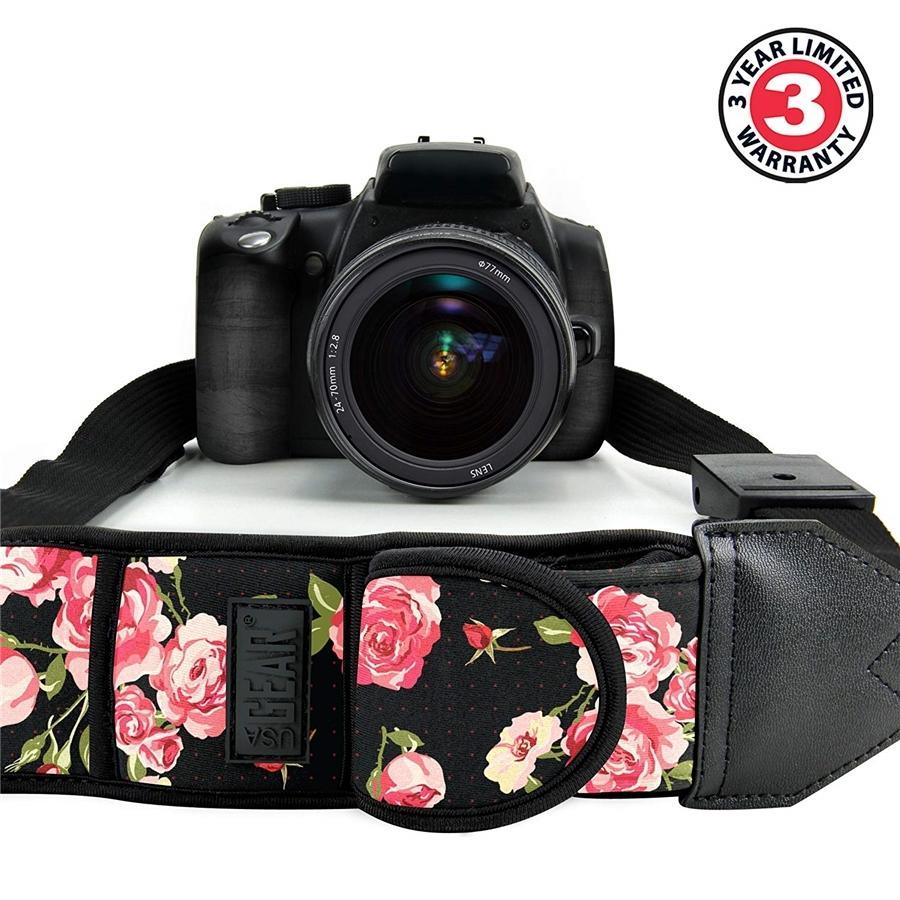 USA GEAR GRCMSS0100FLEW Sangle Épaule Bandoulière Rembourée en Néoprène pour Appareil Photo Floral - Simple Boutique