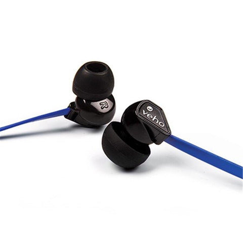 Veho Z1 - Écouteurs Intra-Auriculaire Filaire avec Cordon Anti-Enchevêtrement, Bleu