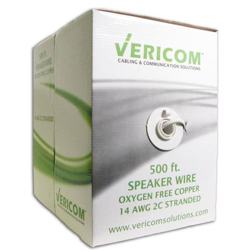 Vericom Câble Haut-Parleur In-Wall CM CL3 OFC Stranded UL 14 AWG En Boite 500Pi Blanc - Simple Boutique