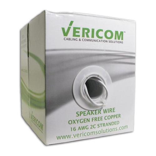 Vericom Câble Haut-Parleur In-Wall CM CL3 OFC Stranded UL 16 AWG En Boite 500Pi Blanc - Simple Boutique