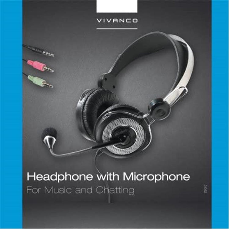 Vivanco - Casque d'écoute avec Microphone, Filaire et Léger, Noir - Simple Boutique