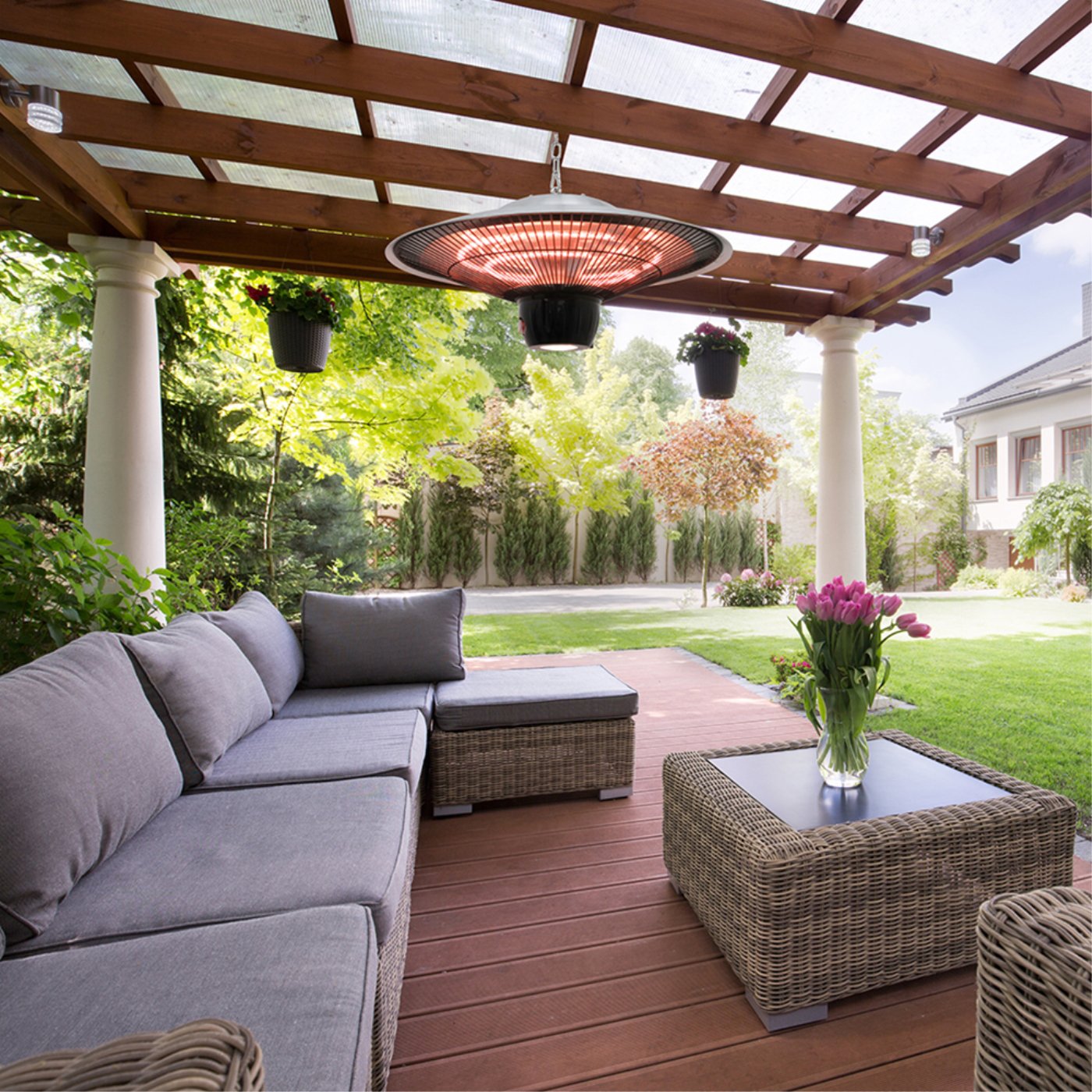 Westinghouse WES31-1544 Chaufferette Électrique de Patio Suspendue Infra-Rouge Argenté - Simple Boutique