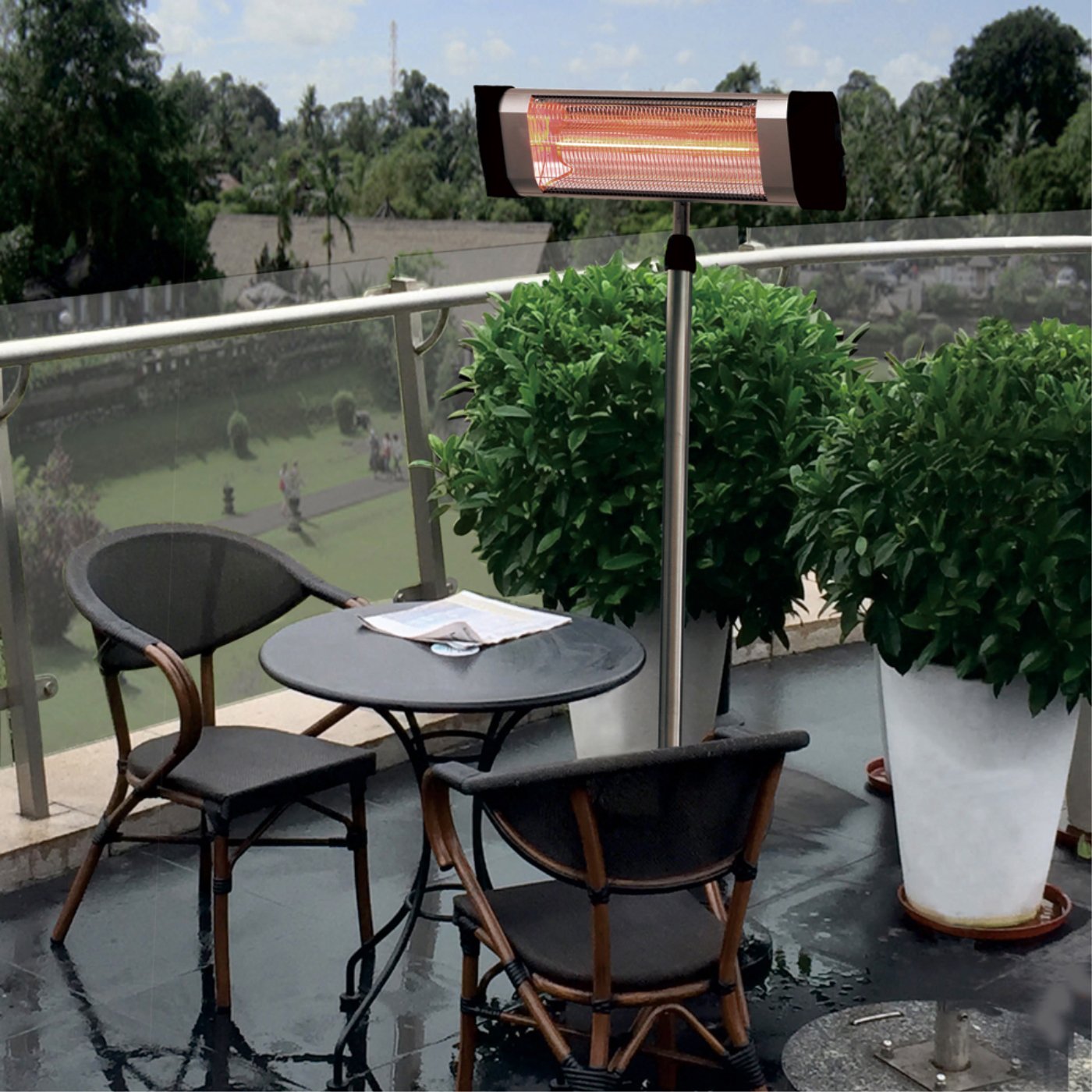 Westinghouse WES31-1550 Chaufferette Électrique de Patio sur Pôle Infra-Rouge Argenté - Simple Boutique